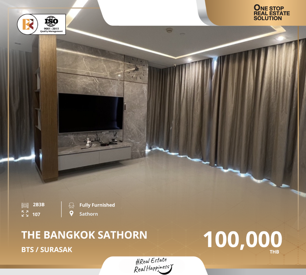 ให้เช่าคอนโดสาทร นราธิวาส : The Bangkok Sathorn ห้องกว้าง ใจกลางเมือง ใกล้ BTS สุรศักดิ์