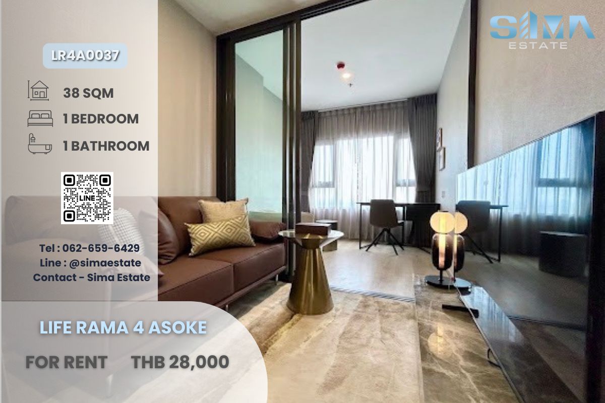 For RentCondoKhlongtoei, Kluaynamthai : For rent ☁️Life Rama 4 Asoke☁️Beautiful room, high floor, open view, vacant, ready to move in☀️