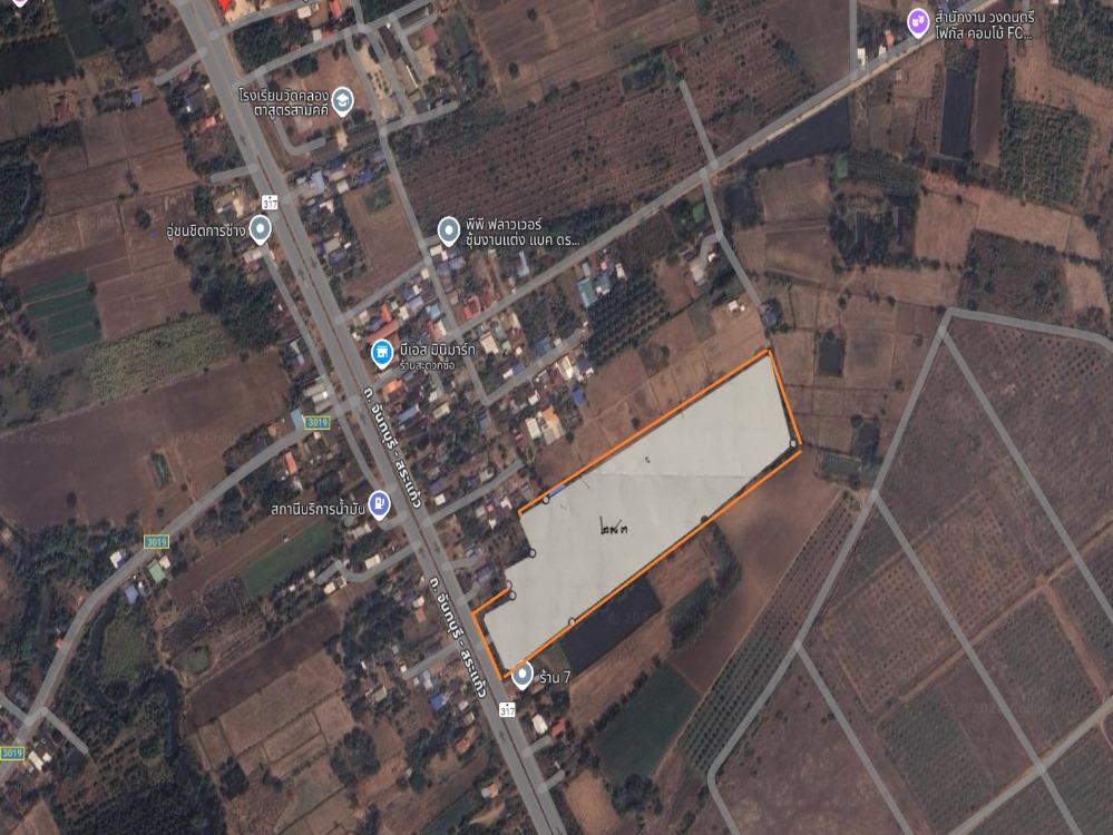 For SaleLandSa Kaeo : Urgent sale of 29 rai of land in Sa Kaeo Province, on the Chanthaburi-Sa Kaeo Road.