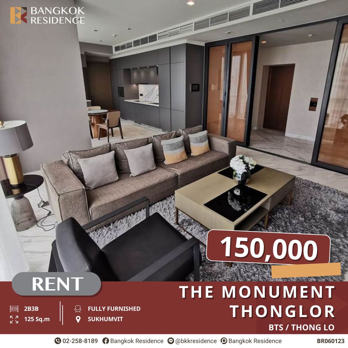 For RentCondoSukhumvit, Asoke, Thonglor : The Monument Thong Lo, Luxury 2-Bedroom Condo for Rent Near BTS Thong Lo