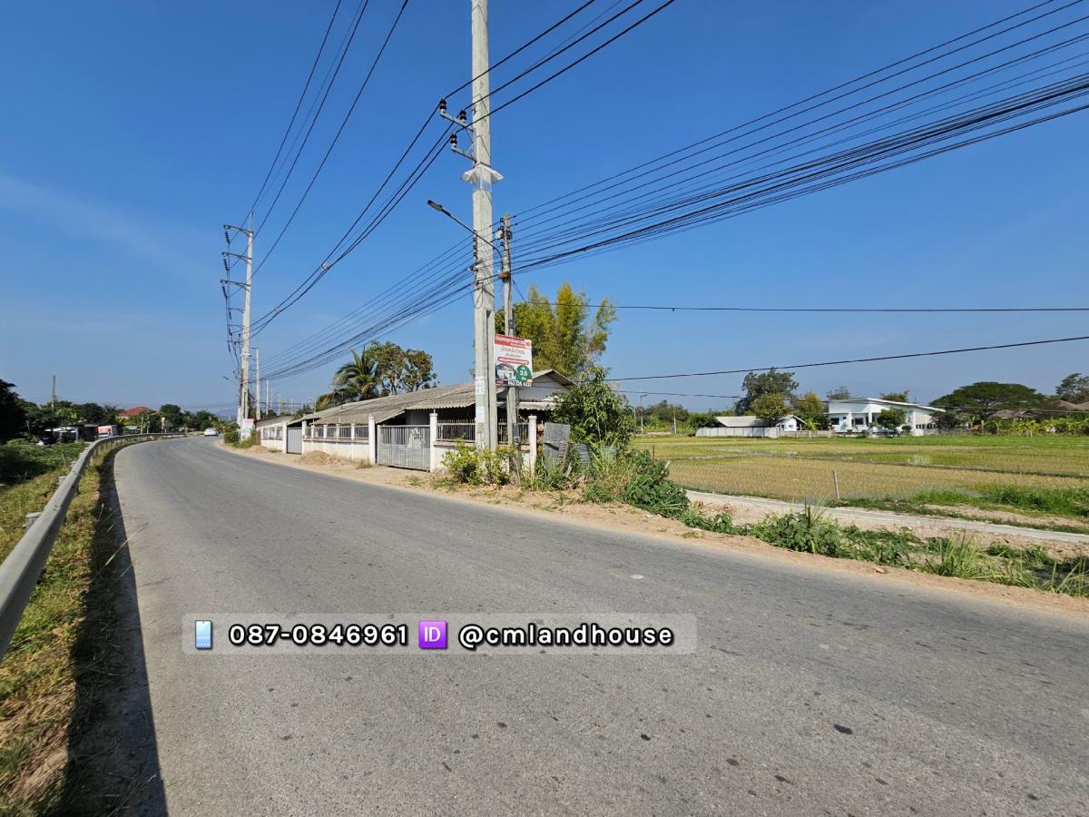 For SaleLandChiang Mai : Land next to the canal road, Nam Phrae Subdistrict, Hang Dong District, near Chiang Mai Airport 16 km, near Big C Hang Dong 2.5 km.