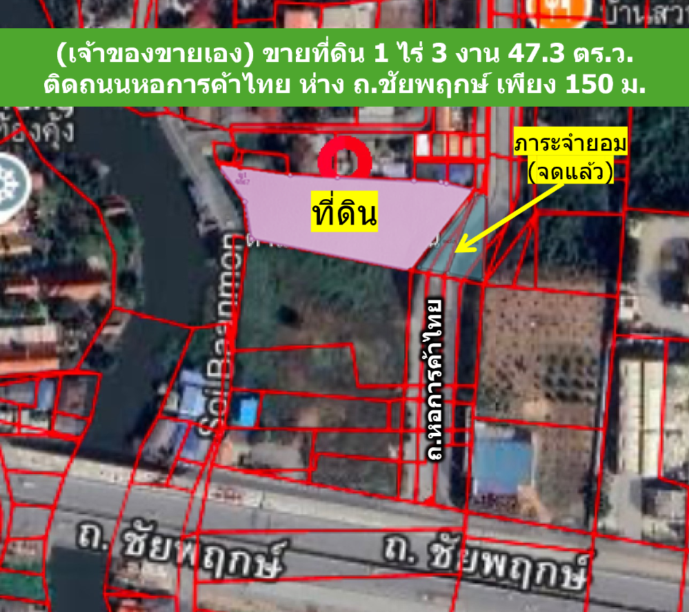 For SaleLandRama5, Ratchapruek, Bangkruai : Land for sale of 1 rai 3 ngan 47.3 sq.w., next to the Thai Chamber of Commerce, only 150 M Road, 53,600,000 baht