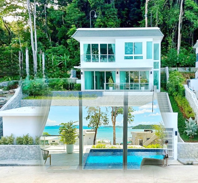 For RentHousePhuket : PaKhlok BigC ThepKrasattri 700m. TOP Cheapest Phuket Pool villa white coastal style Phang Nga Bay