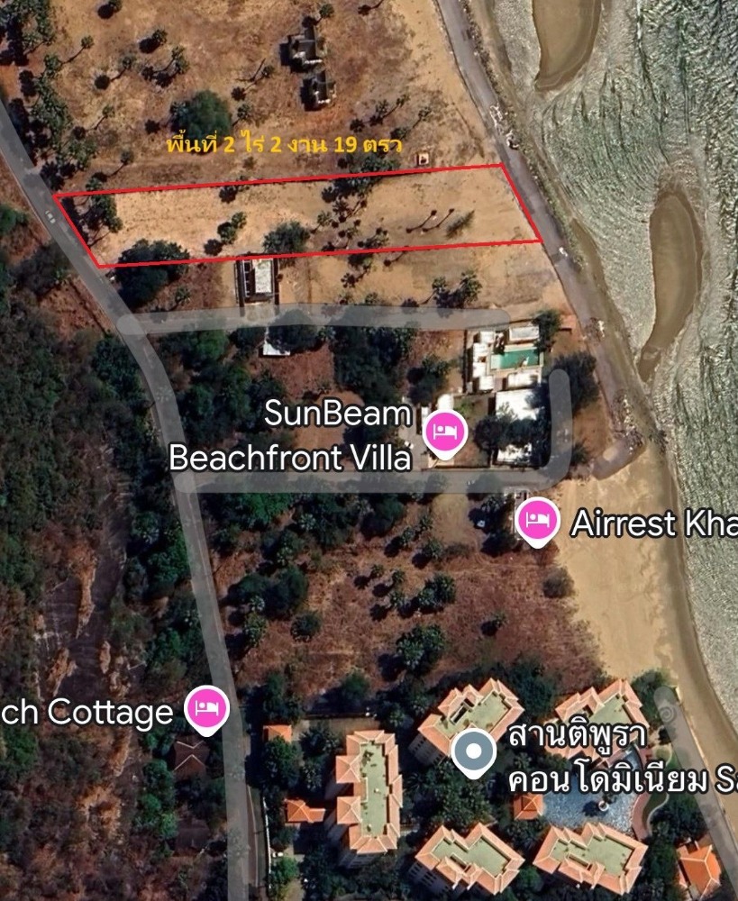 For SaleLandHuahin, Prachuap Khiri Khan, Pran Buri : Land for sale in Hua Hin, beautiful land next to the sea, along Khao Tao Beach, Pak Nam Pran District, only 15 minutes from Hua Hin city (rt-01)