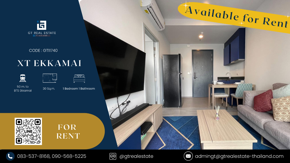 For RentCondoSukhumvit, Asoke, Thonglor : Condo XT Ekkamai, beautiful room, fully furnished, ready to rent