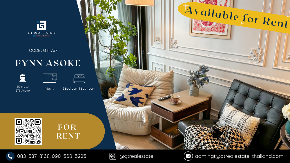 For RentCondoSukhumvit, Asoke, Thonglor : Condo Fynn Asoke, beautiful room, complete furniture Ready to rent