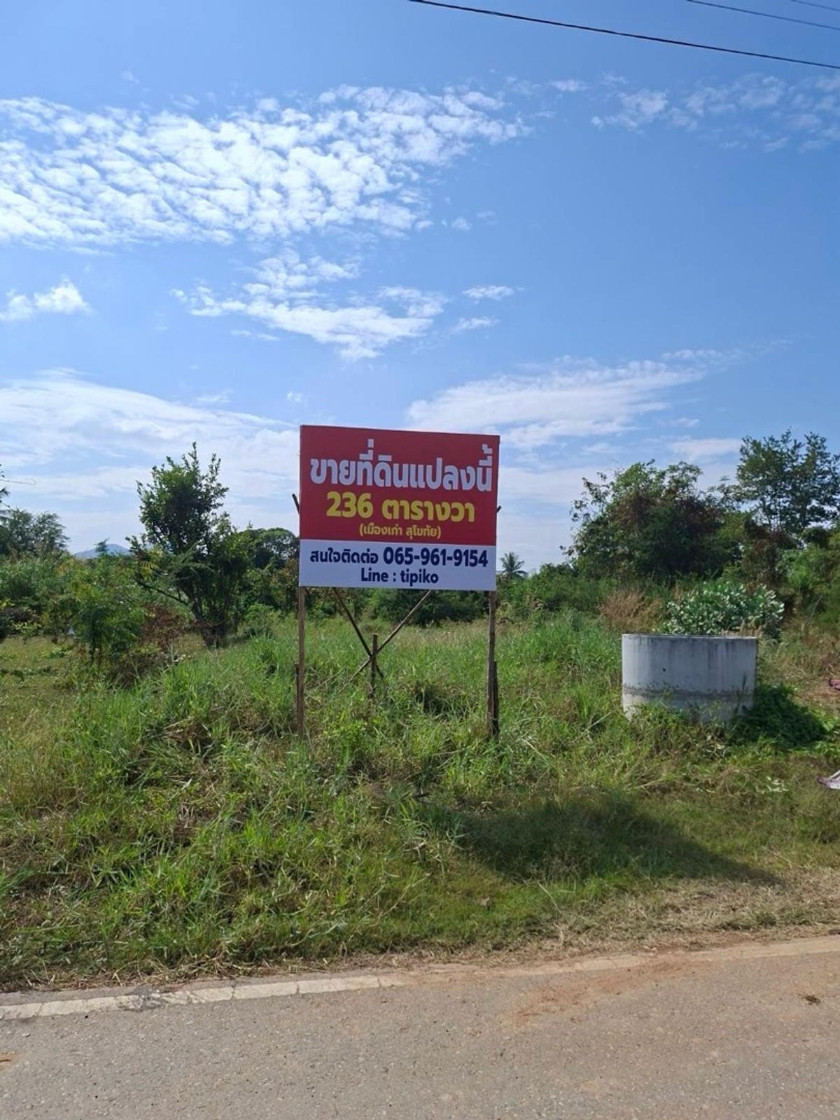 For SaleLandSukhothai : Land for sale Sukhothai MuengKao 236 SQW. ready to transfer 