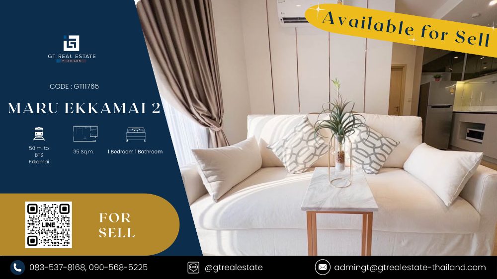 For SaleCondoSukhumvit, Asoke, Thonglor : Condo Maru Ekkamai 2, beautiful room, fully furnished, ready to sell