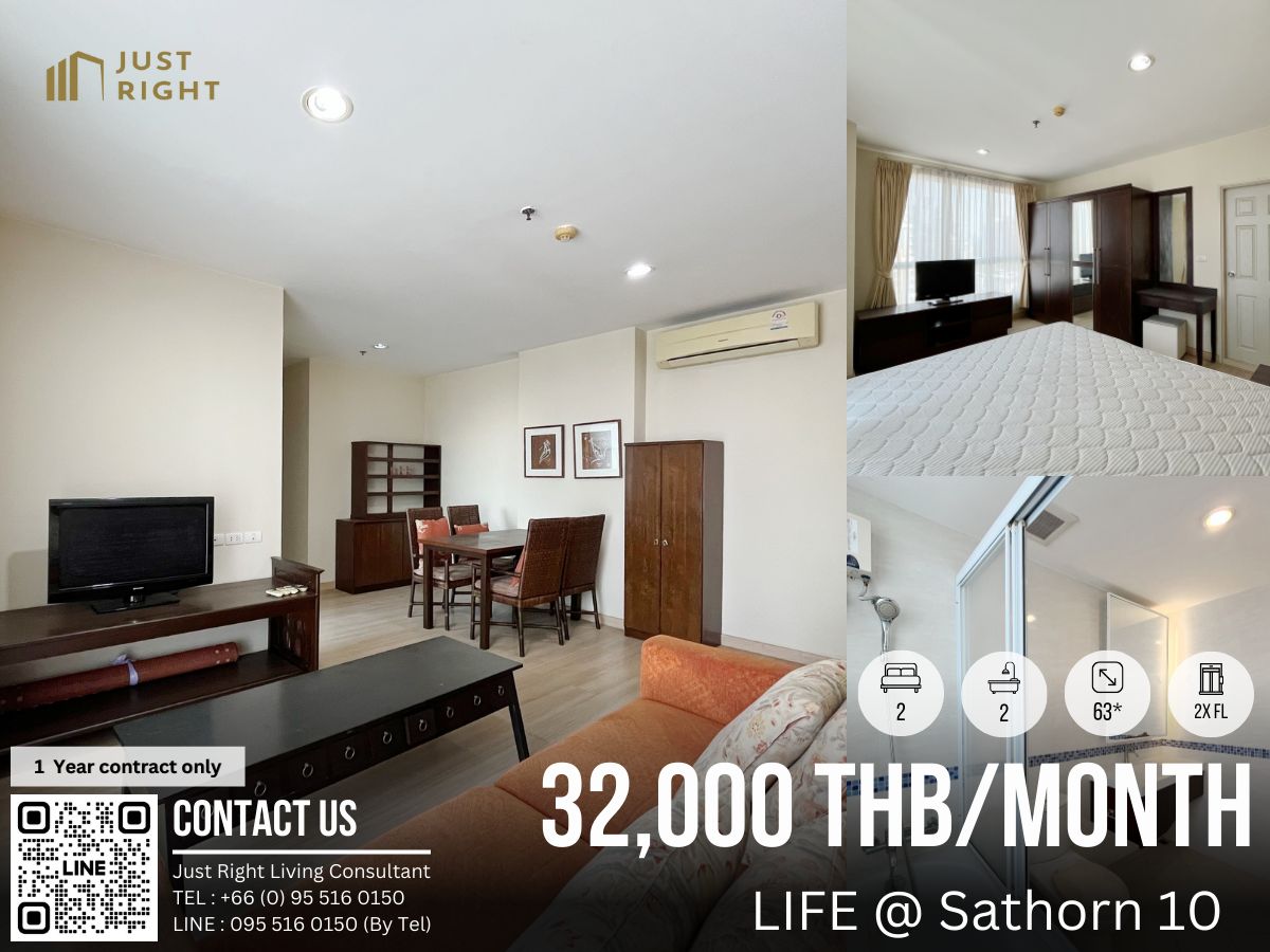 For RentCondoSathorn, Narathiwat : For Rent, Life @ Sathorn 10 2 Bedrooms 2 Bathrooms 63* Sqm. 2x Floor Special Price Only 32,000 THB/month 1 Year contract only