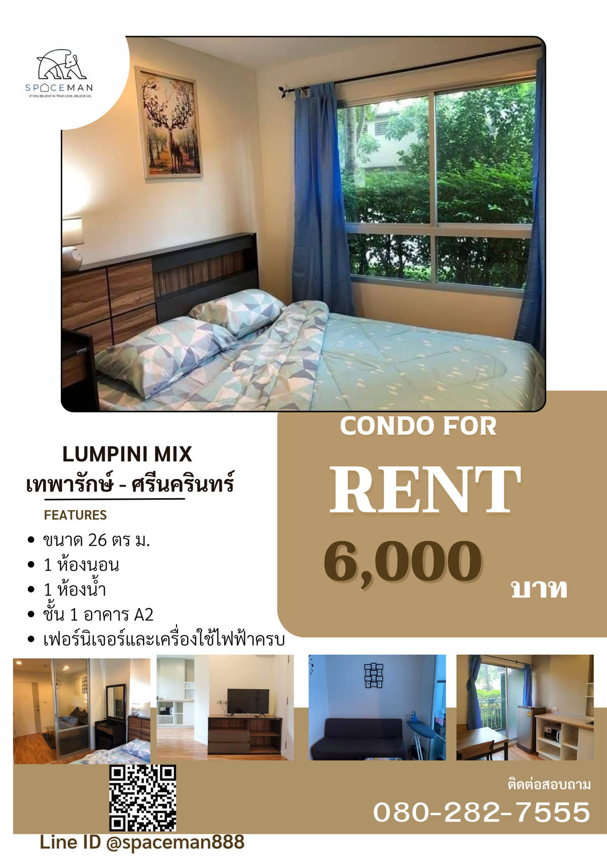 For RentCondoSamut Prakan,Samrong : 📣⭐️ Rent Lumpini Condo, Mix Thepharak - Srinakarin, beautiful room, ready to go in a good price