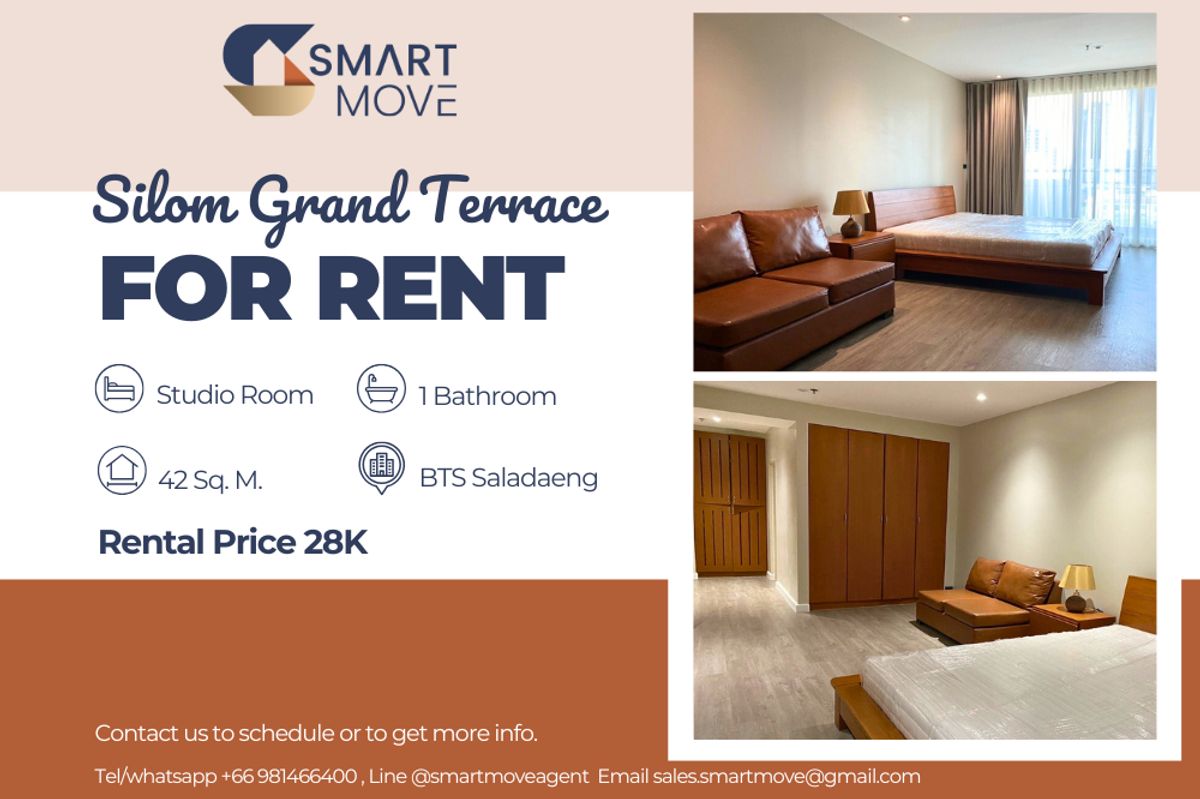 For RentCondoSilom, Saladaeng, Bangrak : 🔥FOR RENT !! 🔥Code C20221201271..........Silom Grand Terrace, Studio room, 1 bathroom, high floor 11+, furnished, ready to move in📢📢📢