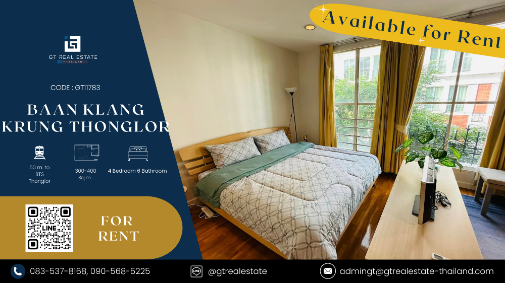 For RentTownhomeSukhumvit, Asoke, Thonglor : Baan Klang Krung Thonglor house, beautiful room, complete furniture Ready
