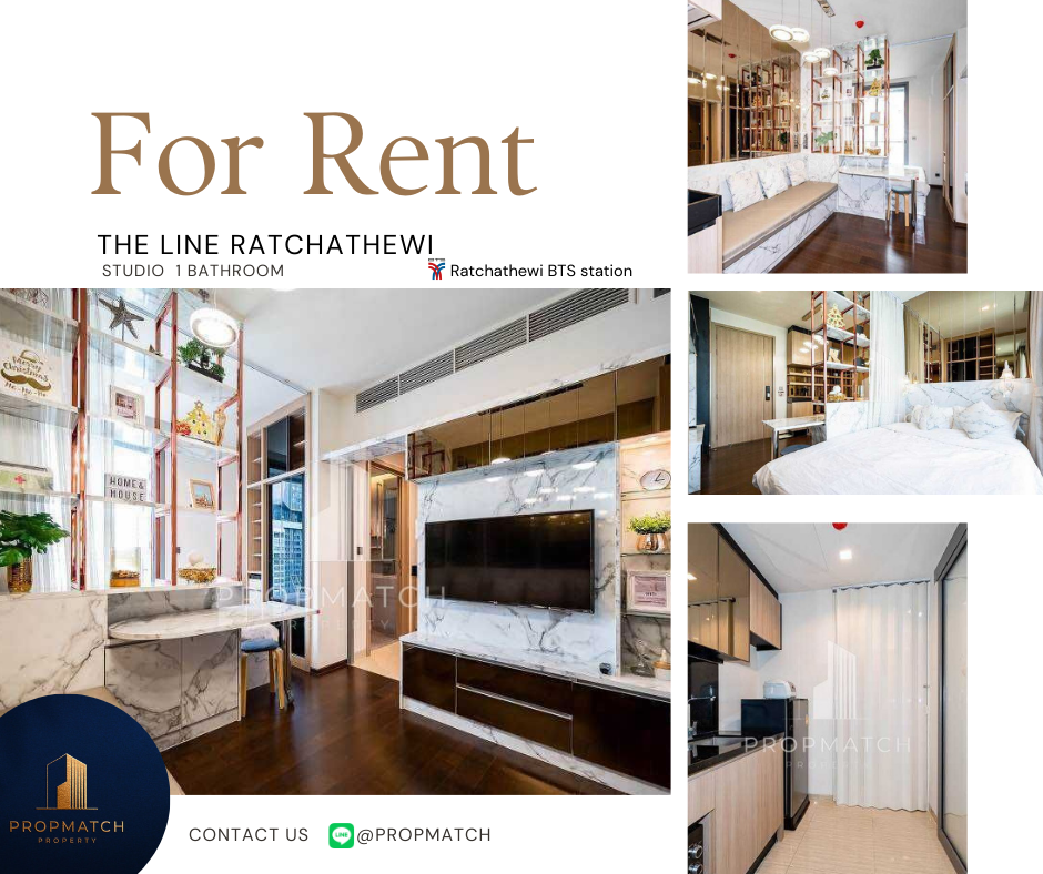 ให้เช่าคอนโดราชเทวี พญาไท : ✨Flash Deal✨The Line Ratchathewi (Studio 1Bath 28 SQM.) แต่งครบพร้อมอยู่ !! เพียง 22,500 บาทต่อเดือน Tel.0981315848 @propmatc
