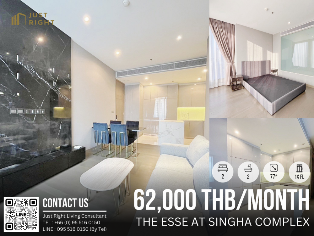 For RentCondoRama9, Petchburi, RCA : The Esse at Singha Complex 2 bedrooms 2 bathrooms 77 sq.m. 1x Floor, Fully furnished Special price from 70,000 only 62,000/m