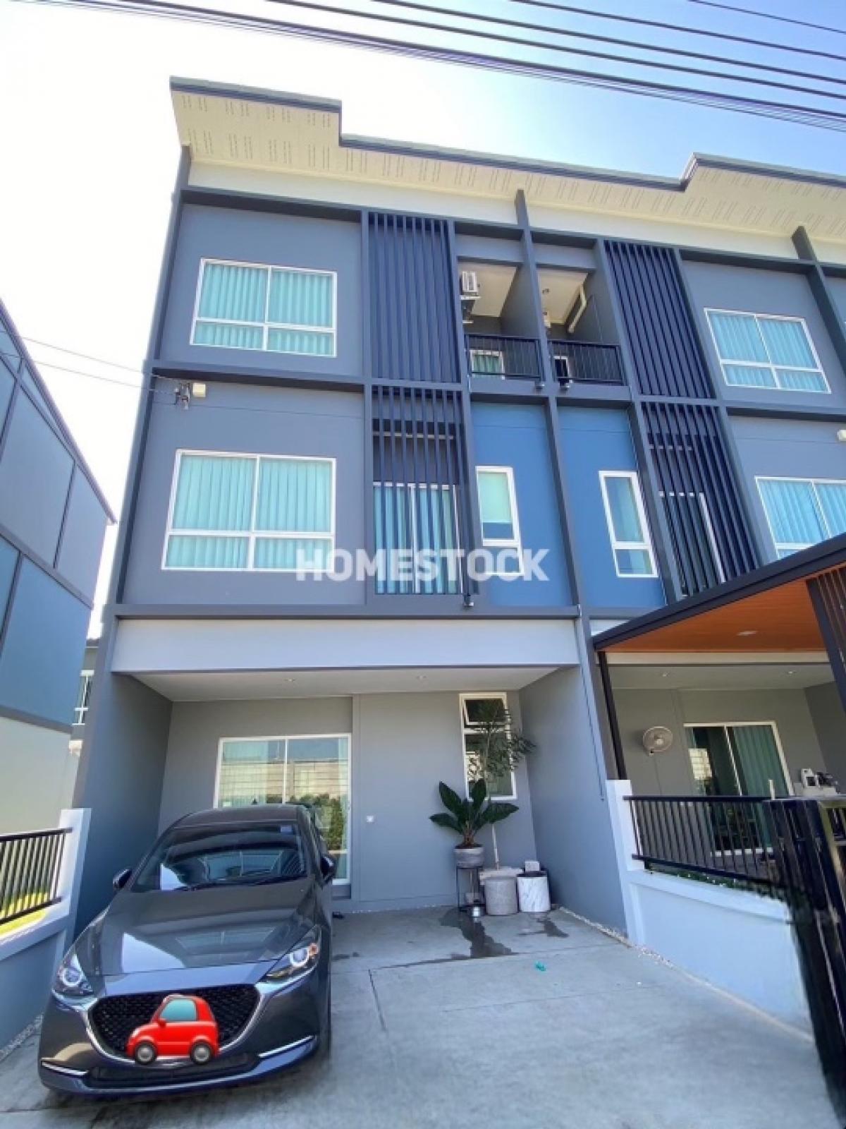 For RentTownhomeLadkrabang, Suwannaphum Airport : 21,000.- 3-story townhome behind the corner of Sammakorn Village, Avenue, Suvarnabhumi, Development of Rural 3, near ARL, Lat Krabang