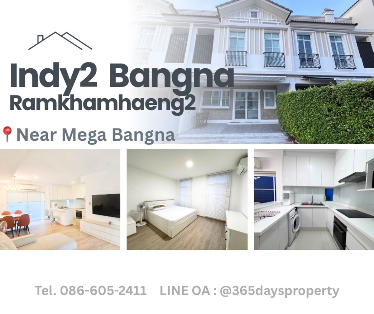 For RentHouseBangna, Bearing, Lasalle : 💥ForRent💥3Bed • Indy2 Bangna-Ramkhamhang 2 🏡 Near Mega Bangna‼️ Ready to Move in ‼️