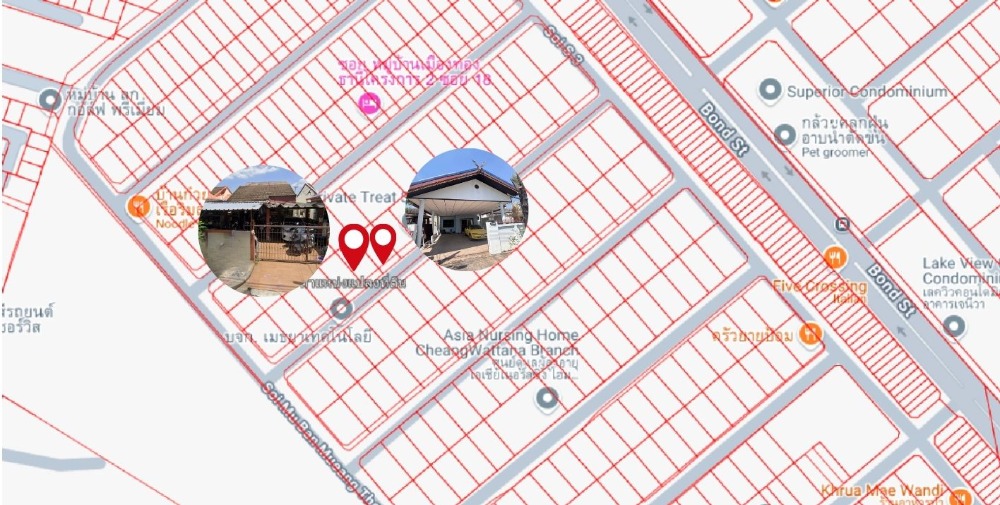 For SaleLandChaengwatana, Muangthong : Land for sale, 2 plots, total area 100 sq.w., with 2 single-storey houses, Muang Thong 2 Village