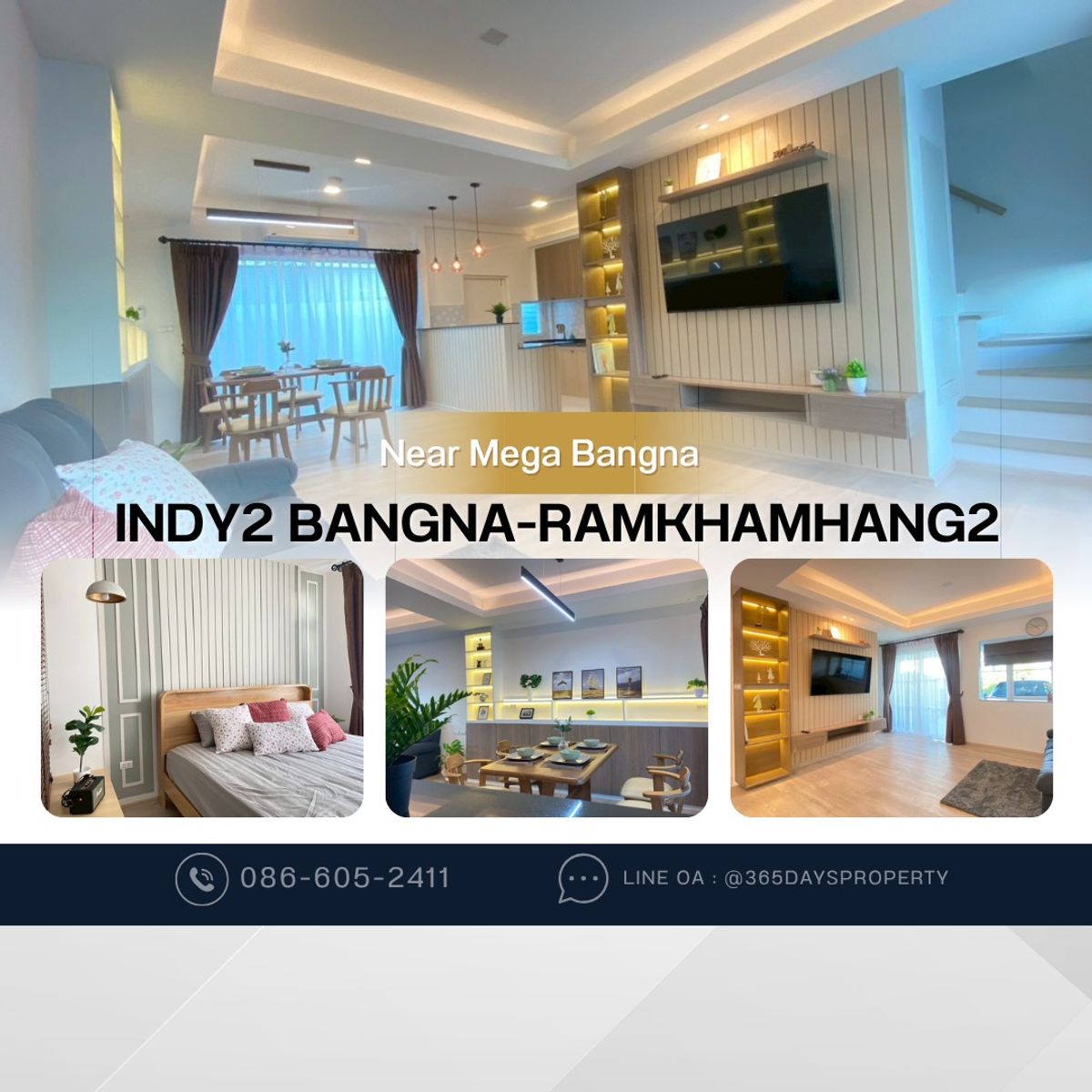 ให้เช่าบ้านบางนา แบริ่ง ลาซาล : 💥ForRent💥3Bed • Indy2 Bangna-Ramkhamhang 2 🏡  Near Mega Bangna‼️ Ready to move in ‼️