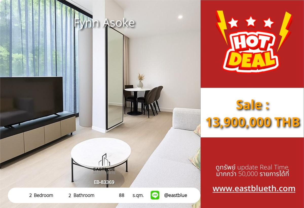 For SaleCondoSukhumvit, Asoke, Thonglor : Luxury condominium for sale Fynn Asoke in the city center, near BTS/MRT with complete amenities!