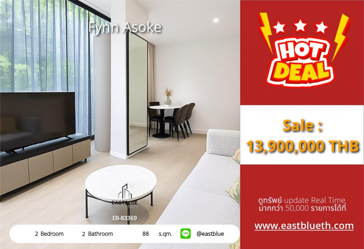 For SaleCondoSukhumvit, Asoke, Thonglor : For sale: luxury condominium Fynn Asoke in the city center, near BTS/MRT, with complete facilities!