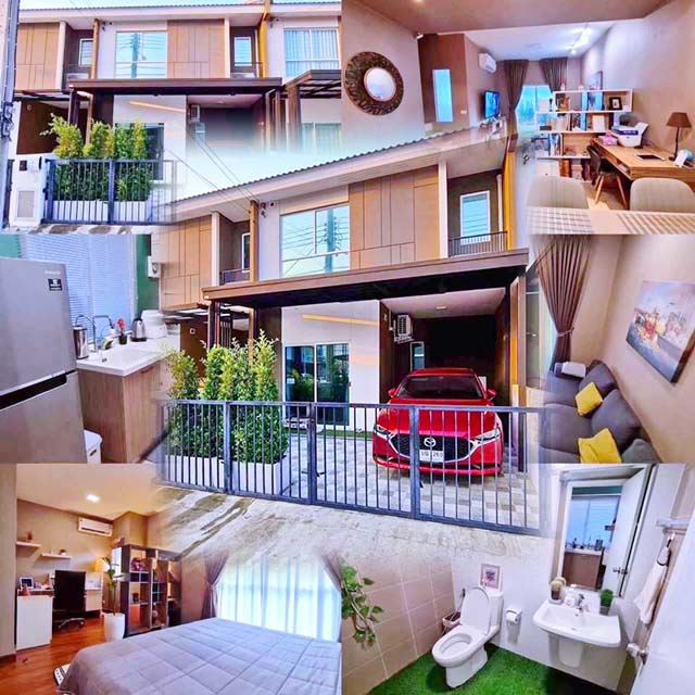 For RentTownhomeNawamin, Ramindra : fully furnished Lux SamWa Hathairat BIG C Suwinthawong Tesco Lotus Minburi 900m. 2-storey townhouse