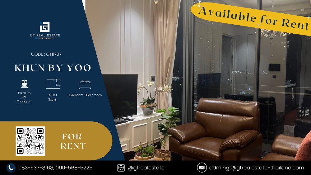 For RentCondoSukhumvit, Asoke, Thonglor : Condo Khun By Yoo, beautiful room, fully furnished, ready to rent