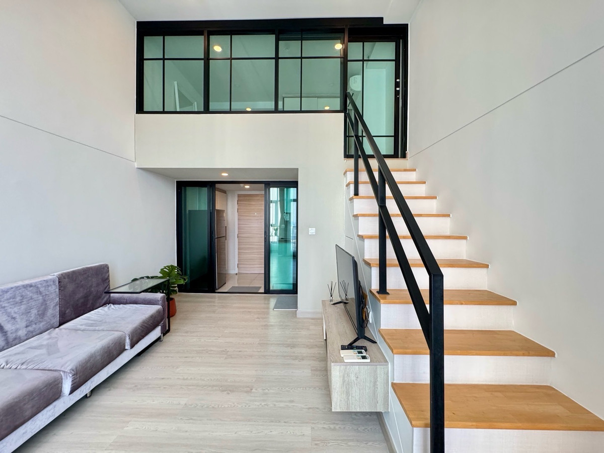 For RentCondoRattanathibet, Sanambinna : Condo for rent: Knightsbridge Tiwanon (Knightsbridge Duplex Tiwanon), near MRT Ministry of Public Health, 2-storey duplex room with washing machine, fully furnished, ready to move in