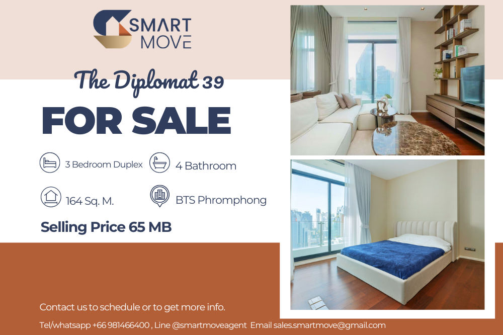 ขายคอนโดสุขุมวิท อโศก ทองหล่อ : 🔥สำหรับขาย !! 🔥Code C20250200023.........The Diplomat 39, 3 ห้องนอน Duplex, 4 ห้องน้ำ, ชั้นสูง 20+, แต่งครบ, ราคาพิเศษ !!📢📢📢