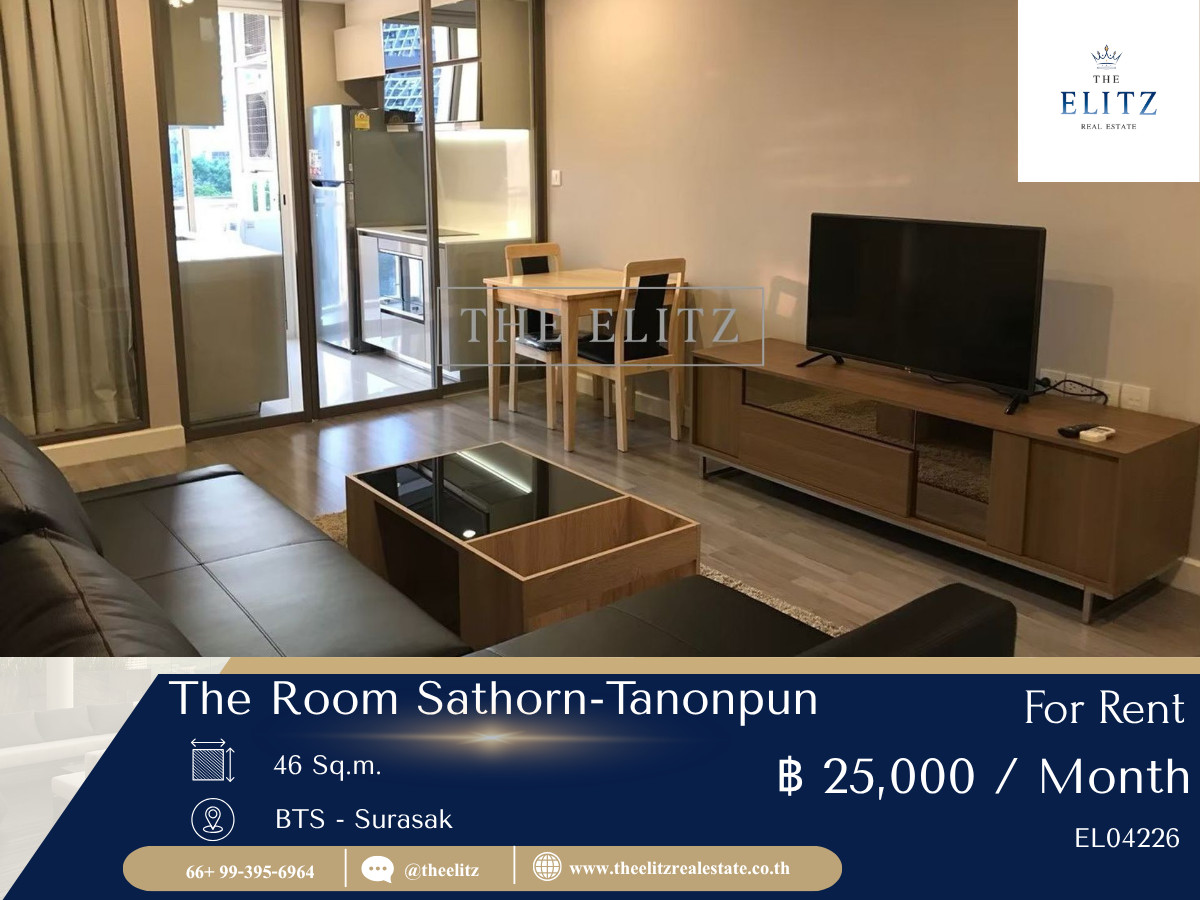 For RentCondoSathorn, Narathiwat : 💥 Rent The Room Sathorn-Tanonpun, good price 💯 Furniture Ready to go to high floor, beautiful view, convenient to travel near BTS - SURASAK 🚄
