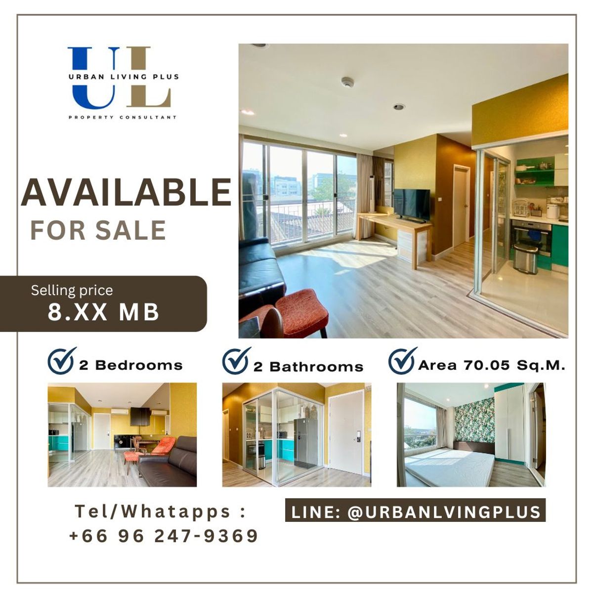 ขายคอนโดสาทร นราธิวาส : ( U20250214500 ) (Low rise) Tel/Line 096-2479369 / ขาย !! Centric Sathorn St.louis 2 ห้องนอน 2 ห้องน้ำ 70.05 ตร.ม. ห้องสวย สภาพดี พร้อมอยู่✨✨
