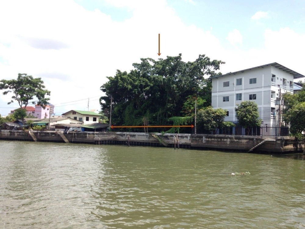 For SaleLandPinklao, Charansanitwong : Selling empty land on the waterfront waterfill, then along the Bangkok Noi Canal