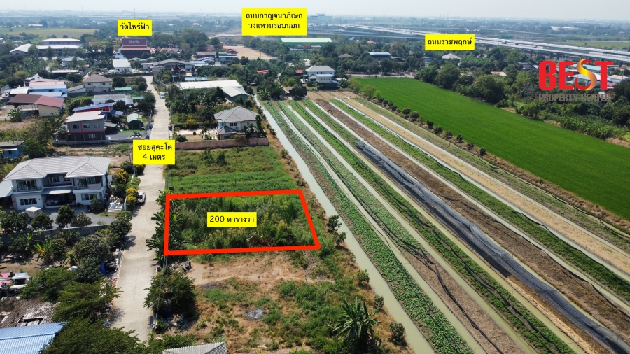 For SaleLandPathum Thani,Rangsit, Thammasat : Sell ​​200 Wah, Soi Sukato, near Phai Fa Temple, Ratchaphruek Road, Rama VIII Bridge, Pathum Thani, suitable for building a house.
