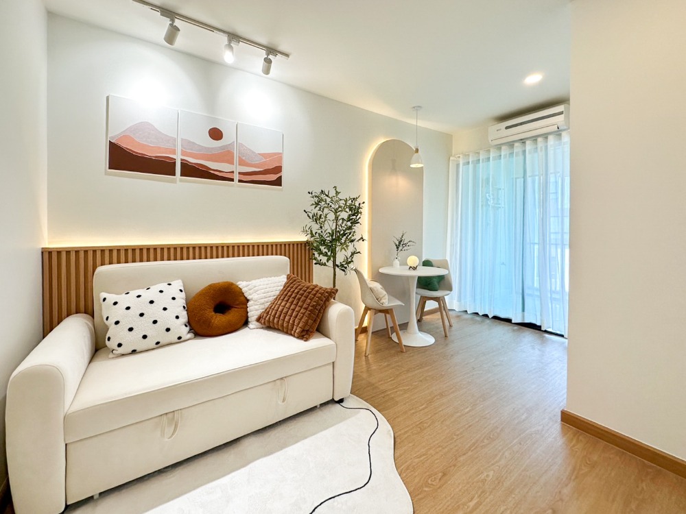 For SaleCondoBangna, Bearing, Lasalle : Loan, new Renovate room, Minimal Style Sofa Bed, Central Building, Pool View, 7th Floor, ICONDO Condo, Sukhumvit 105 (La Sal)