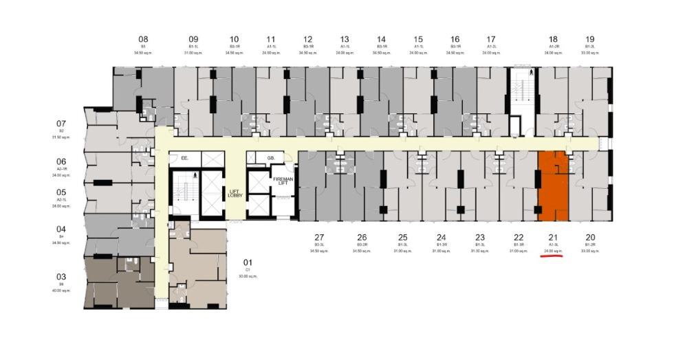 ขายดาวน์คอนโดเสรีไทย-นิด้า : ขายดาวน์ IDEO Lamsali Studio Unit21 ชั้น18 ทิศตะวันออก 1ชั้นมี 1ห้องเท่านั้น!!!