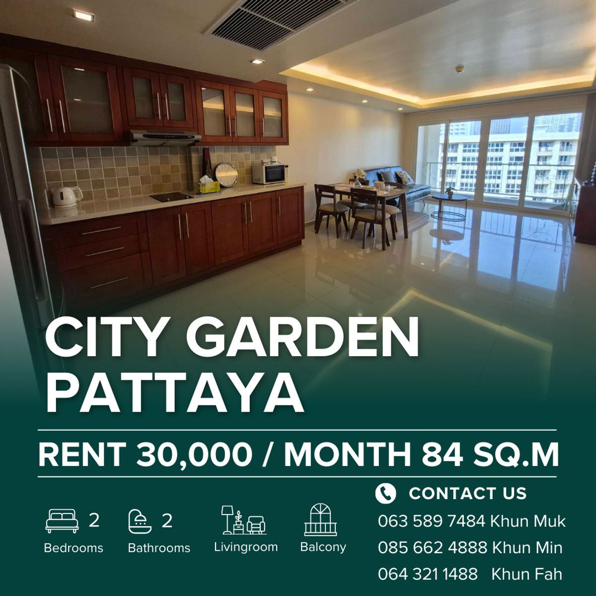 ให้เช่าคอนโดพัทยา บางแสน ชลบุรี สัตหีบ : 🏙️ ให้เช่า คอนโด City Garden Pattaya – 2 ห้องนอน เพียง 30,000฿/เดือน! | ทำเลดีที่สุด ใกล้ The Avenue Mall