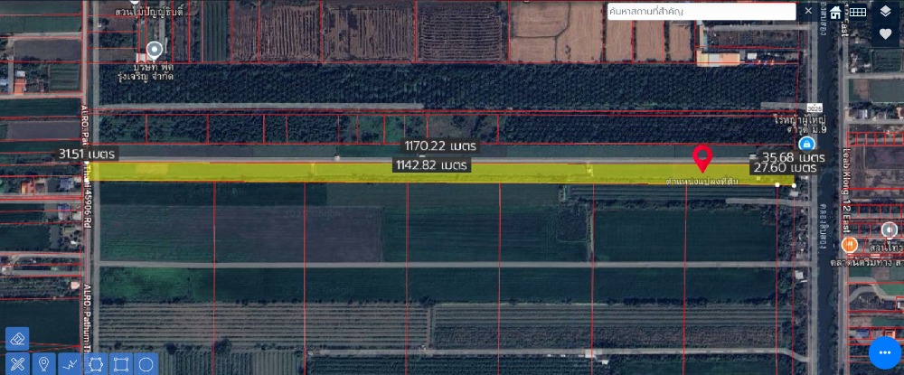 For SaleLandPathum Thani,Rangsit, Thammasat : Land for sale on Rangsit - Nakhon Nayok Road, Khlong 12, Nong Suea, 25 rai near the tree market (630,000 baht per rai)