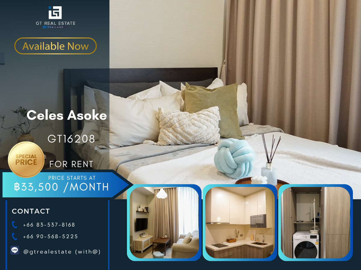 For RentCondoSukhumvit, Asoke, Thonglor : 💎 GT16208 | Luxury condo at Celes Asoke, convenient travel, near BTS, shuttle available, beautifully decorated room, fully furnished, good price!!