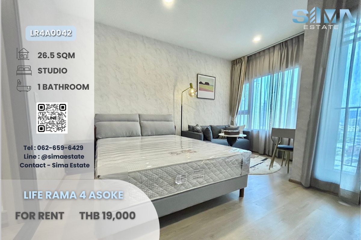 For RentCondoKhlongtoei, Kluaynamthai : Rent ☁️Life Rama 4 Asoke☁️ Beautiful room, free view, ready to move in ☀️