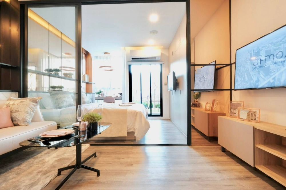 ขายคอนโดรัชดา ห้วยขวาง : ขายคอนโด Atmoz รัชดา - ห้วยขวาง  บรรยากาศรีสอร์ท ใกล้ MRT และทางด่วน อาคาร B ชั้น 8  1ห้องนอน 22.04 ตร.ม. ตกแต่งพร้อมอยู่ ราคา  2.99 ลบ.*