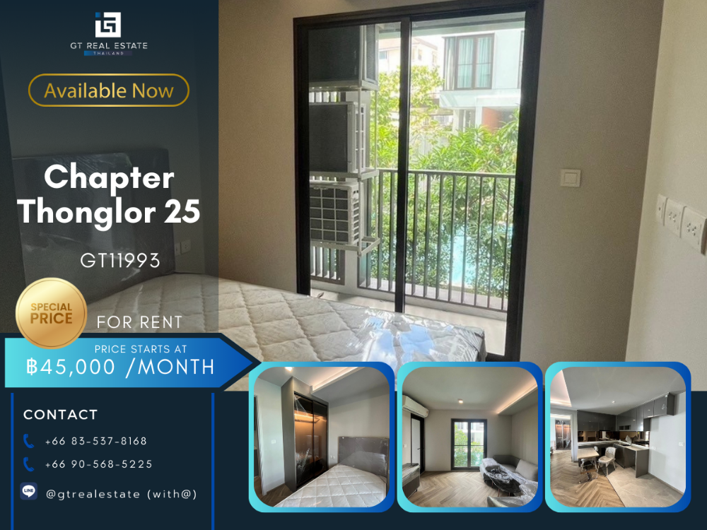 For RentCondoSukhumvit, Asoke, Thonglor : Condo Chapter Thonglor 25, beautiful room, complete furniture Ready to rent
