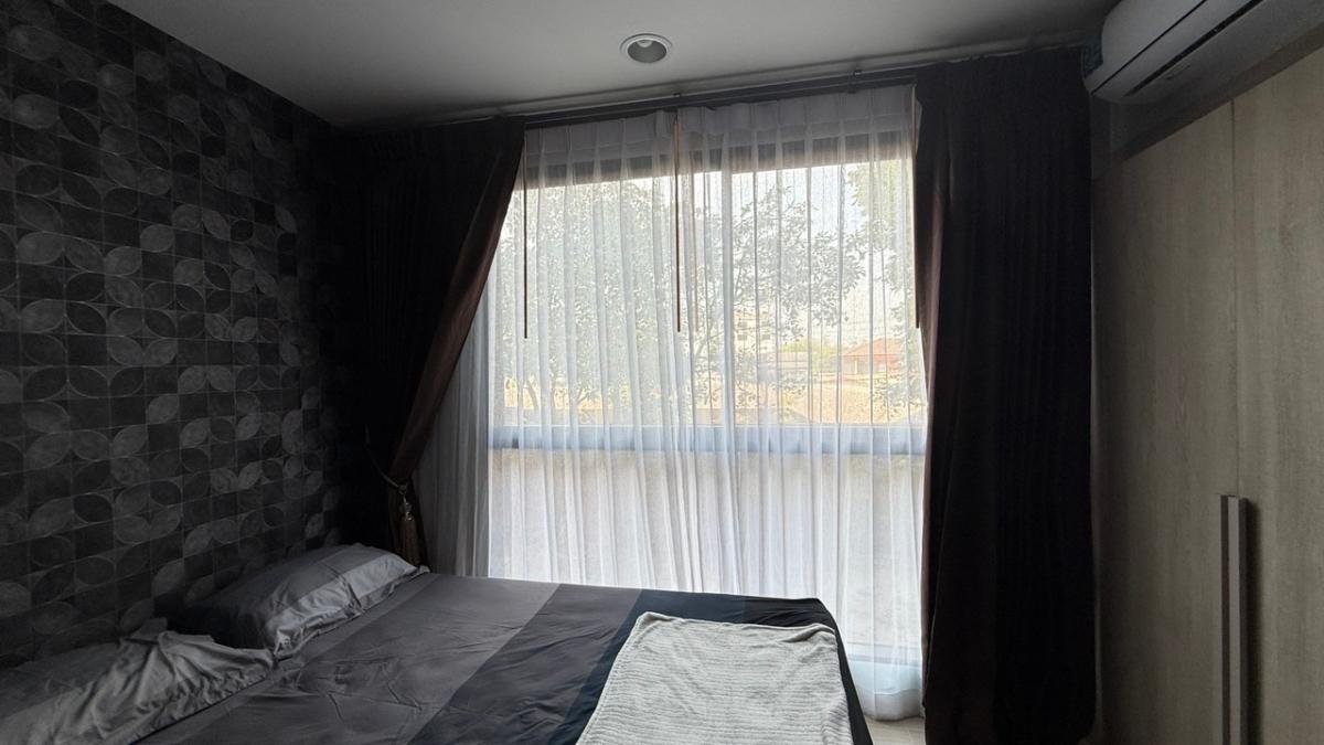 For RentCondoBangna, Bearing, Lasalle : 📍FOR RENT. The Excel Groove (Availible Ready to Move in Project A Soi Lasal 52 (Sukhumvit 105) Building A, 2nd Floor (south garden) 25 sq.m. Complete fir (bed, table, chair, sofa, refrigerator Washing machine, TV 32 “