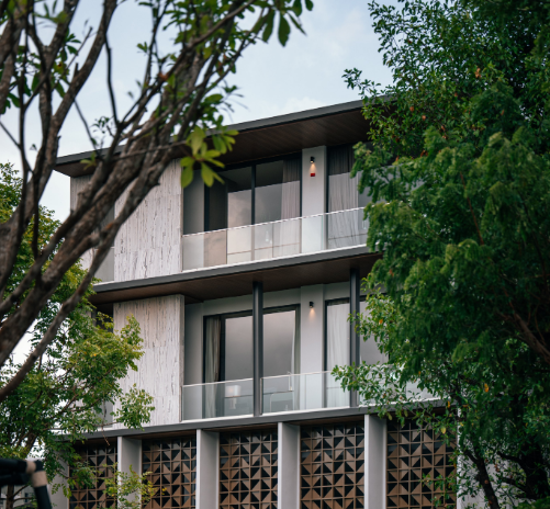 For SaleHouseRama9, Petchburi, RCA : Luxury Pool Villa-Style Detached Homes for Sale in the Heart of Rama 9, Featuring a Private Elevator and Swimming Pool in Every Residence.