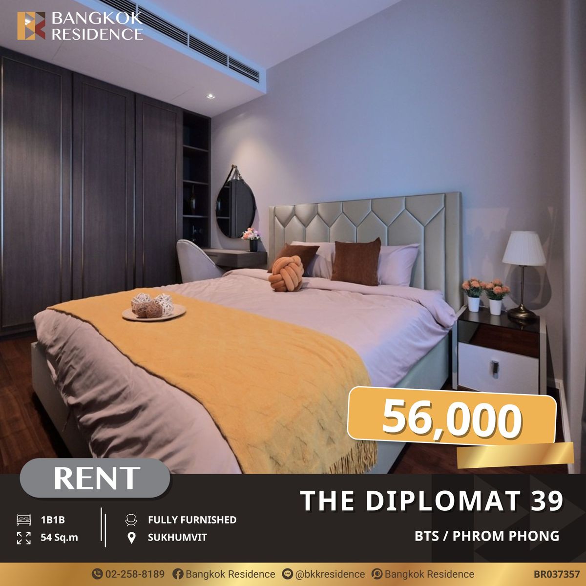 ให้เช่าคอนโดสุขุมวิท อโศก ทองหล่อ : The Diplomat 39 ยูนิต Luxury 1 นอนพร้อมอยู่ ใกล้ BTS พร้อมพงษ์