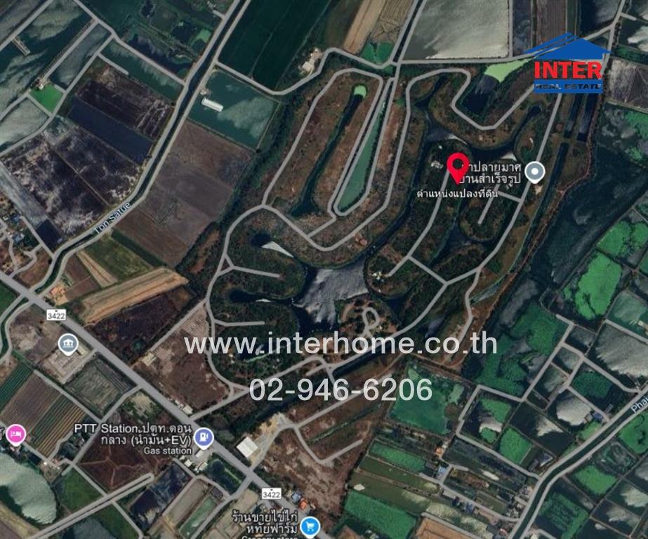 For SaleLandSuphan Buri : 2 rai of land 97 sq.w., Lake Side Village, Garden Home 2, Suphan Buri, near PTT PTT gas station, Malai Man Road, No. 3422, Suphanburi