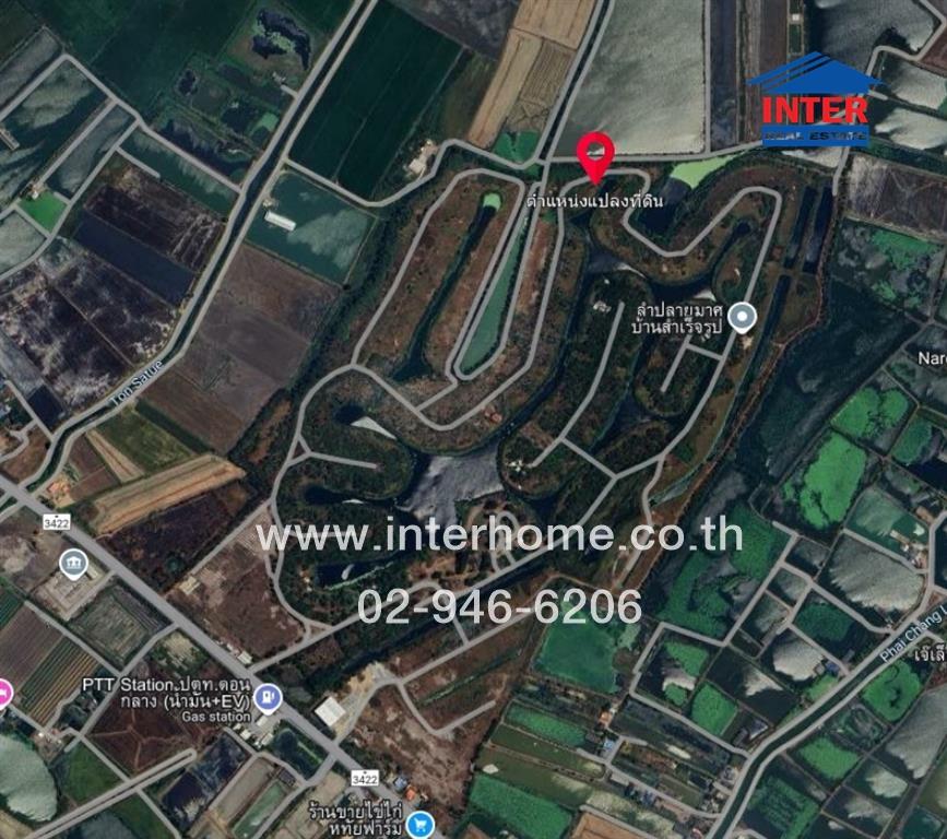 For SaleLandSuphan Buri : 400 sq.m. Land, Lake Side Village, Garden Home 2, Suphan Buri, near PTT PTT gas station, Malai Man Road, No. 3422, Suphanburi