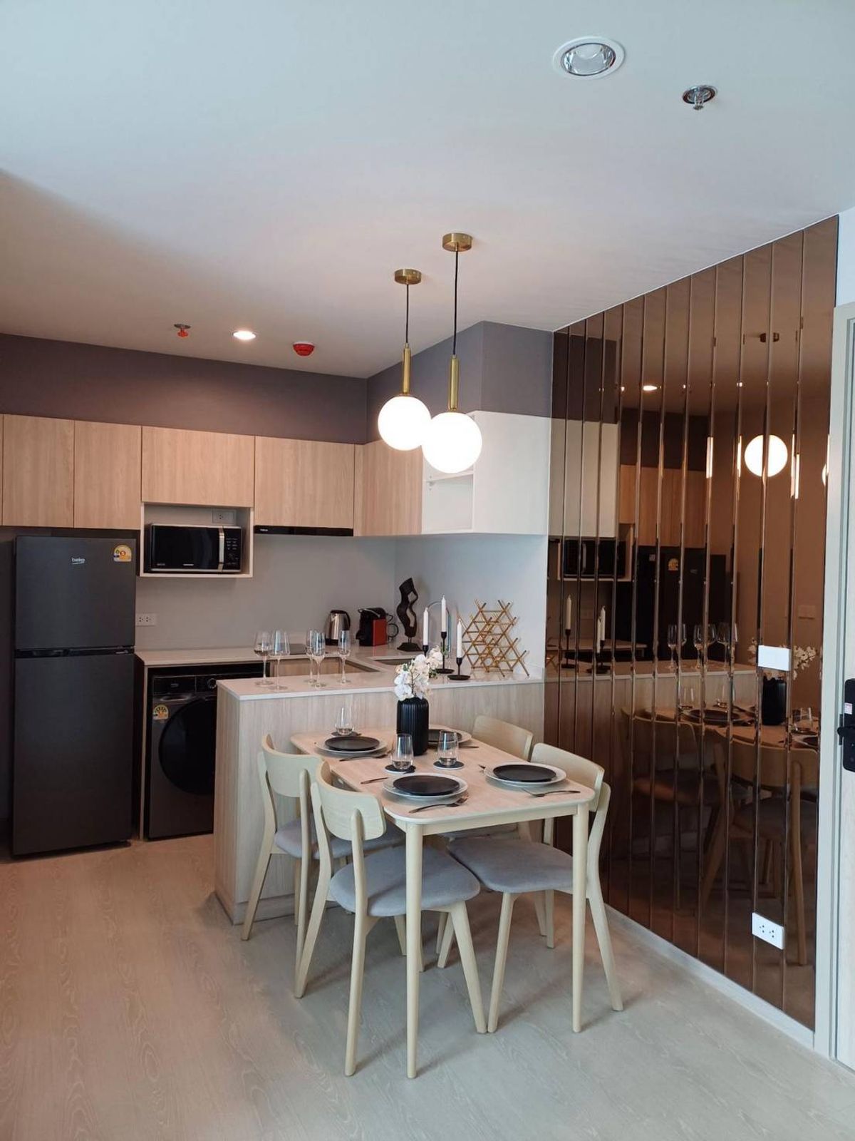 For RentCondoBangna, Bearing, Lasalle : New room, condo next to Mega Bangna shopping mall, high floor, beautiful view (ready to move in)