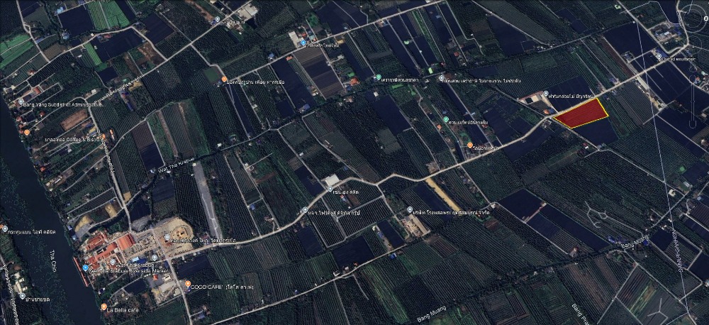 For SaleLandMahachai Samut Sakhon : Land for sale 9-1-74 rai, next to Tha Krabue-Khlong Mai Road Near Tha Krabue Temple, just 1.6 km.