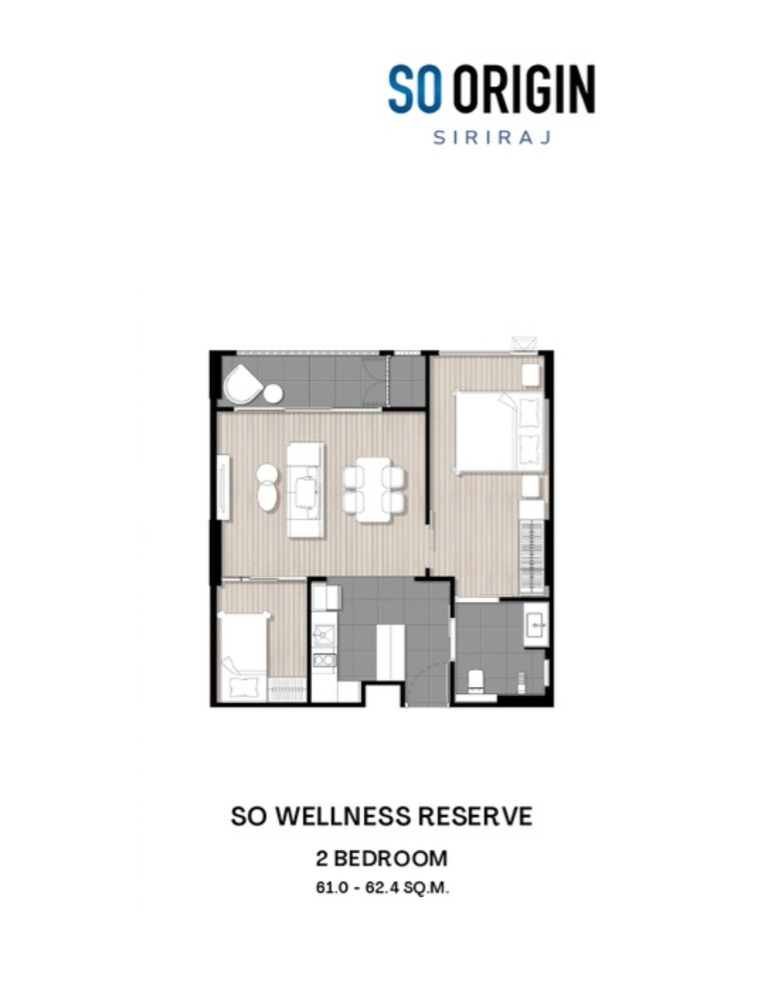 ขายดาวน์คอนโดปิ่นเกล้า จรัญสนิทวงศ์ : ขายดาวน์ห้อง 1 Bedroom Plus ชั้น 19  UsableArea 61 Sq.m. So Origin wellness Siriraj