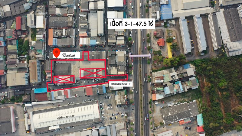 For SaleLandMahachai Samut Sakhon : Land for sale with the market in Omnoi area, Omnoi Subdistrict, Krathum Baen District, Samut Sakhon Province, can continue the business immediately.