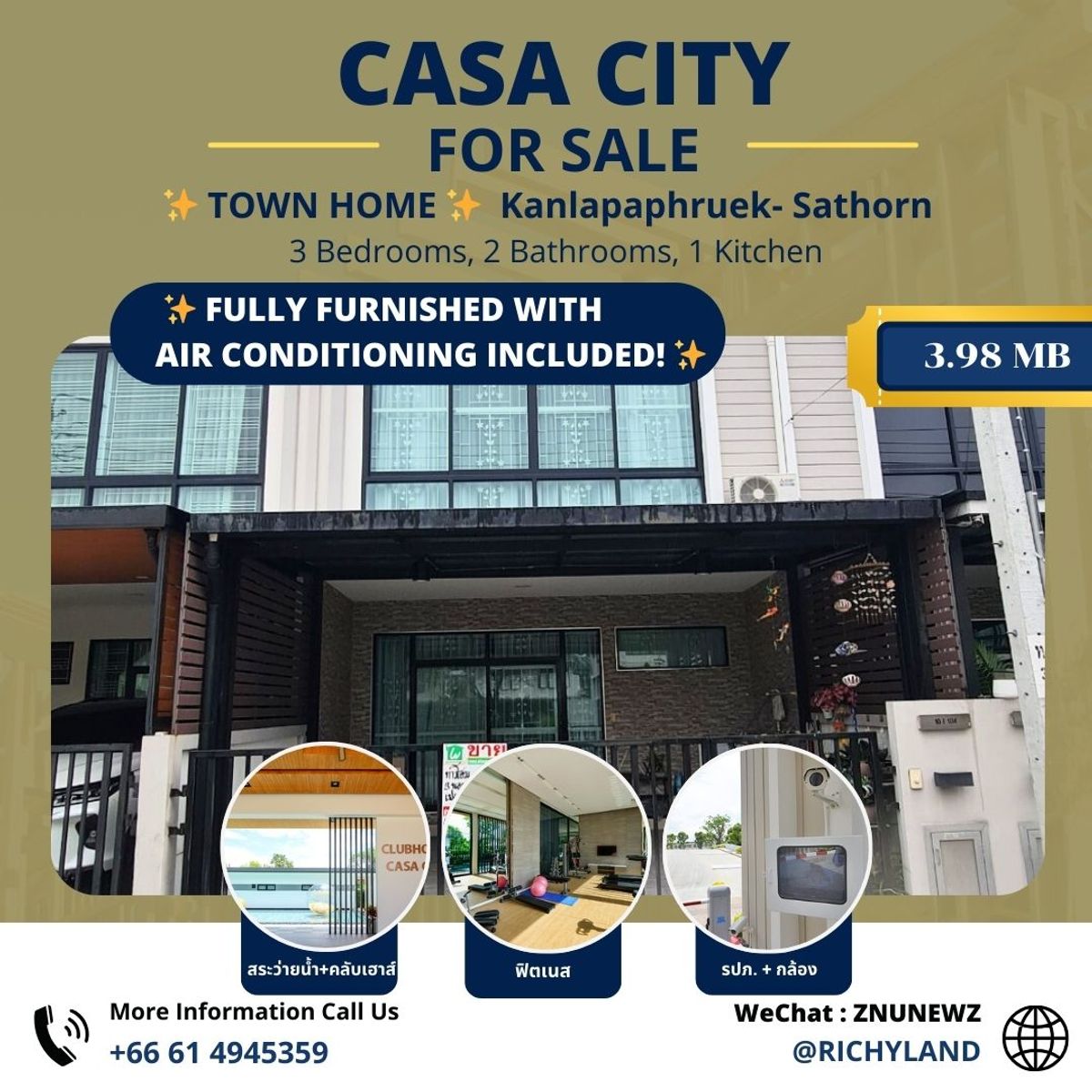 ขายทาวน์โฮม : 🎯 ดีลสุดคุ้ม! พร้อมอยู่ ทาวน์โฮม CASA CITY กัลปพฤกษ์-สาทร ราคาพิเศษ 3.98 ล้าน! 🎯